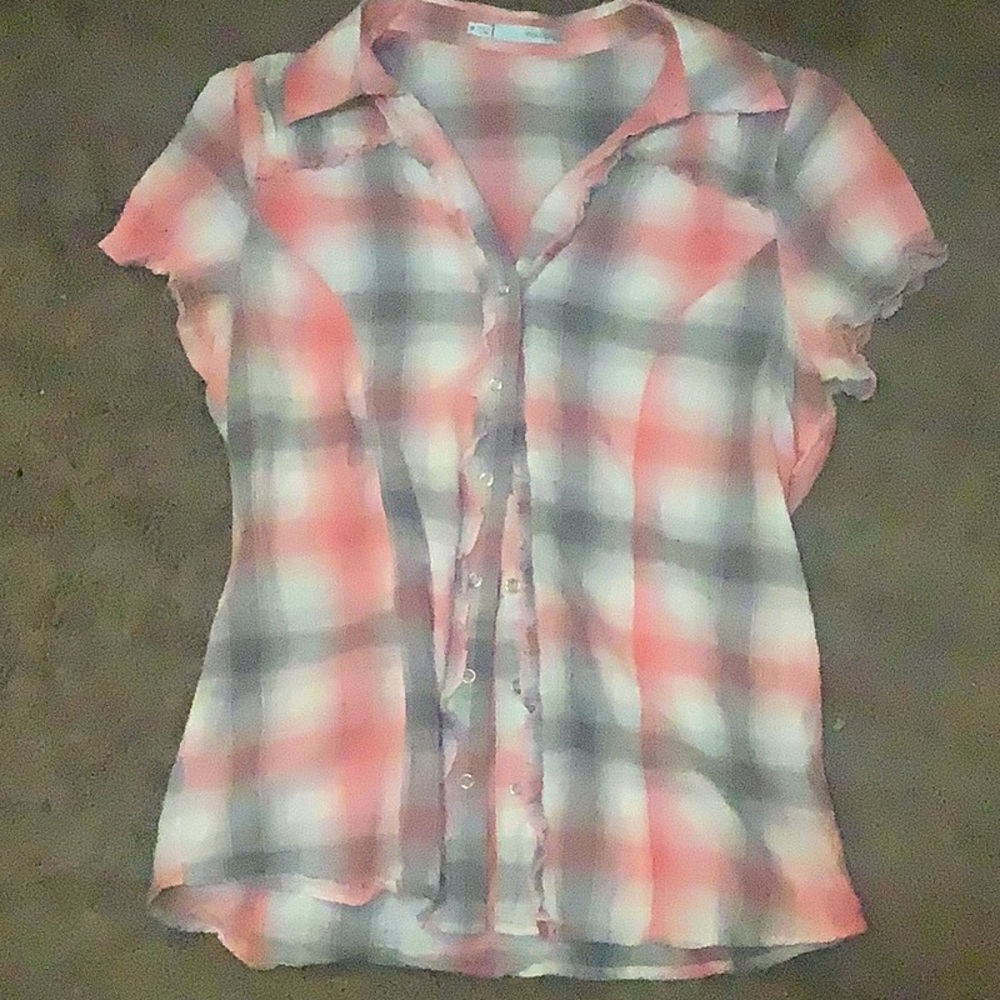 Maurice’s red and black button up shirt